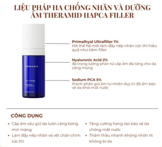 [Đại lý chính hãng] Serum Theramid HAPCA Filler 30ml - Tinh chất cấp ẩm, cải thiện nếp nhăn và làm căng đầy da - 30ml