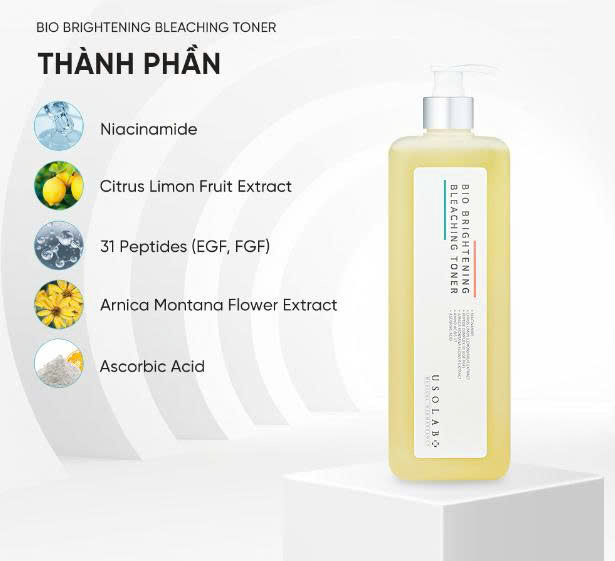 [HÀNG CÔNG TY] Nước hoa hồng Usolab Bio Brightening Bleaching 1000ml |Toner sáng da ,cấp ẩm