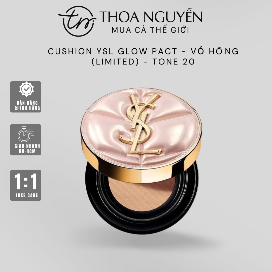 Cushion YSL Couture Cushion Foundation và Glow Pact - Vỏ Hồng (Limited) - Tone 20