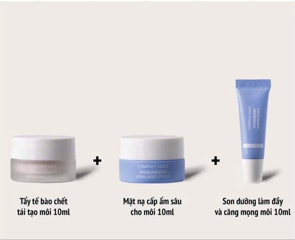 Dưỡng môi Comfort Zone HYDRAMEMORY - Combo home care 10ml+10ml+10ml