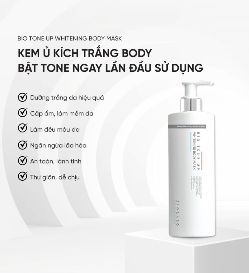Kem ủ trắng body USOLAB Bio Tone Up Whitening Body Mask - 1000ML