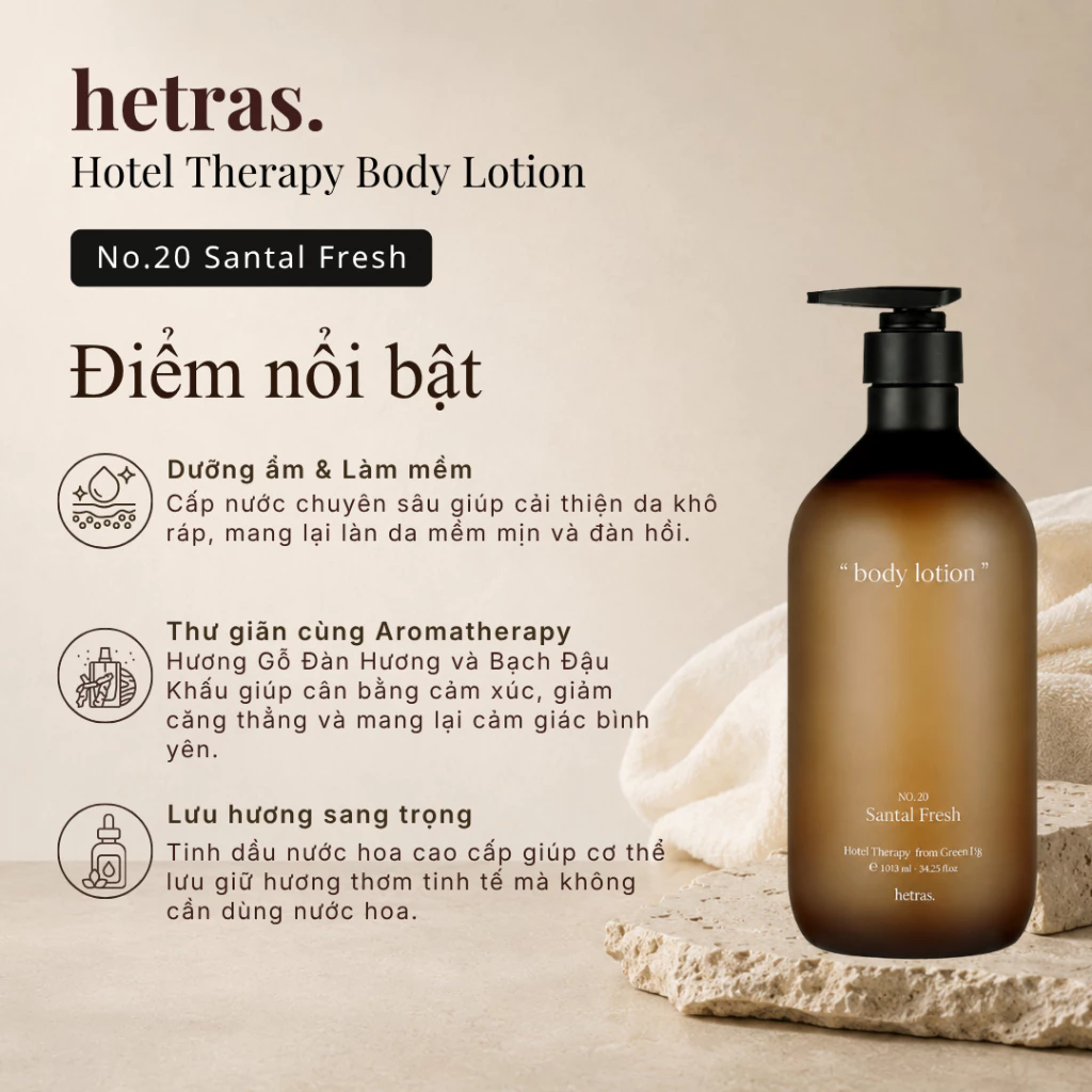 Sữa tắm hương nước hoa Hetras 1013ml - No20 Santal Fresh