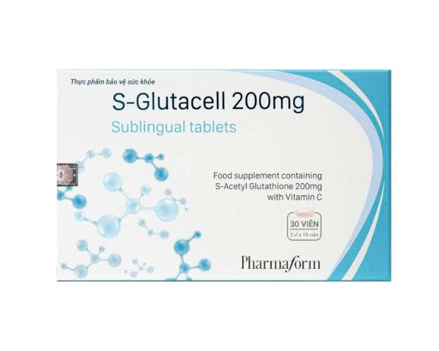 Viên ngậm trắng da Pharmaform S-GLUTACELL 200MG ngừa lão hoá da Hộp 30 viên - Hộp Full 30v