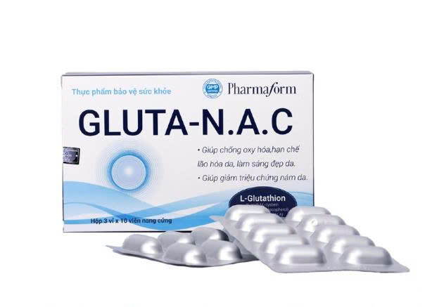 Viên uống trắng da GLUTA NAC Pharmaform - giúp sáng da, giảm thâm sạm, ngừa lão hoá da 30 viên - HỘP 30v