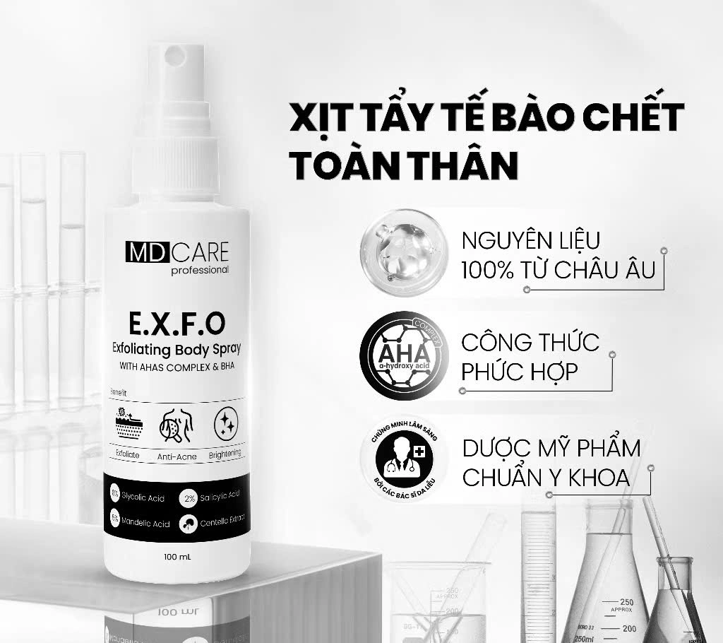 Xịt Tẩy Tế Bào Chết Toàn Thân MD Care E.X.F.O Exfoliating Body Spray - 100ml