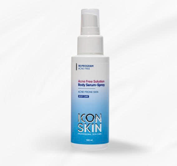 Xịt giảm mụn body Icon Skin Acne Free Solution 100ml | Giảm mụn và viêm vùng lưng, ngực - 100ml (date 7/27)