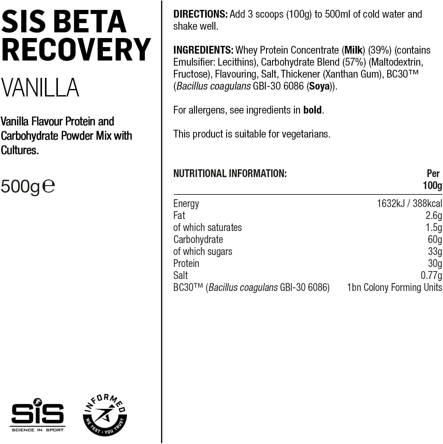 Bột Năng Lượng Phục Hồi SiS Beta Recovery 500g - Vị Dâu