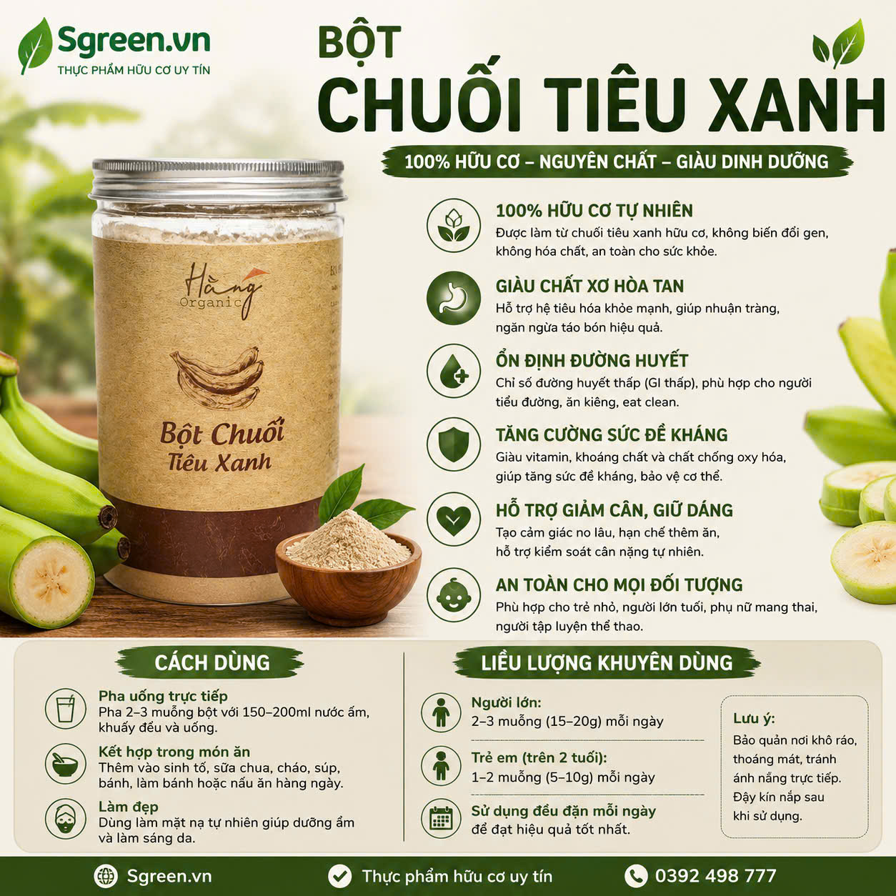 Bột chuối tiêu xanh 500g