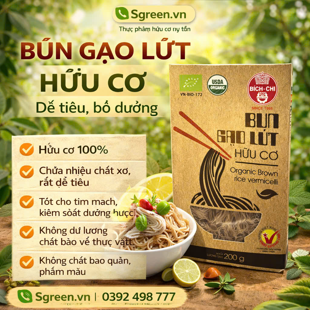 Bún gạo lứt hữu cơ (hộp 200gr)