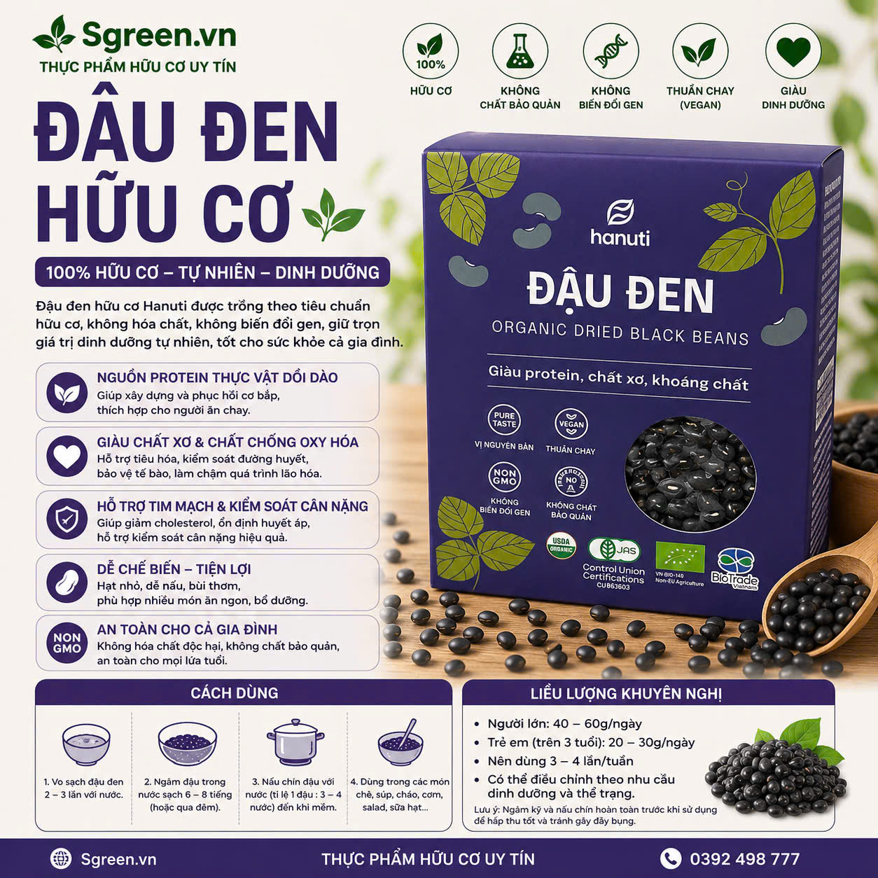 Đậu đen hữu cơ khô 230g