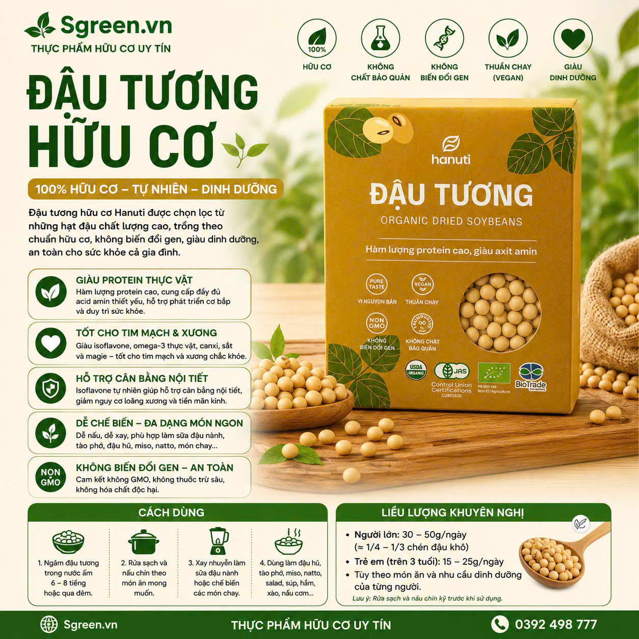 Đậu tương hữu cơ khô 210g
