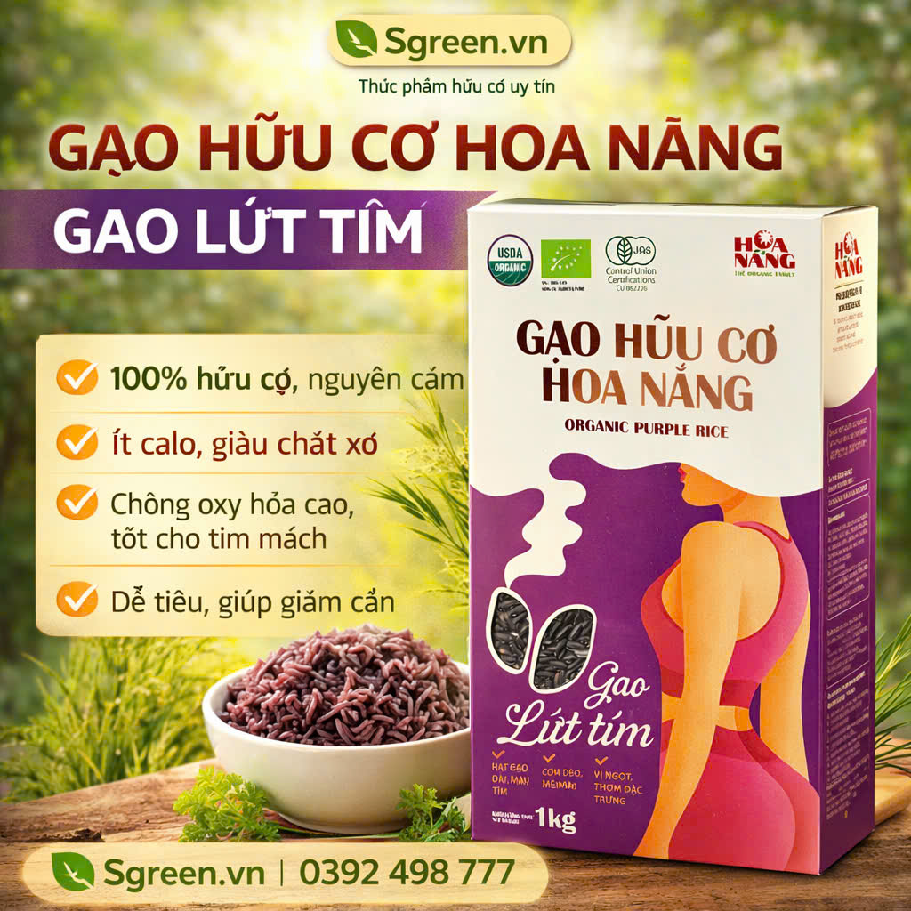 GẠO LỨT TÍM hữu cơ Hoa Nắng 1kg