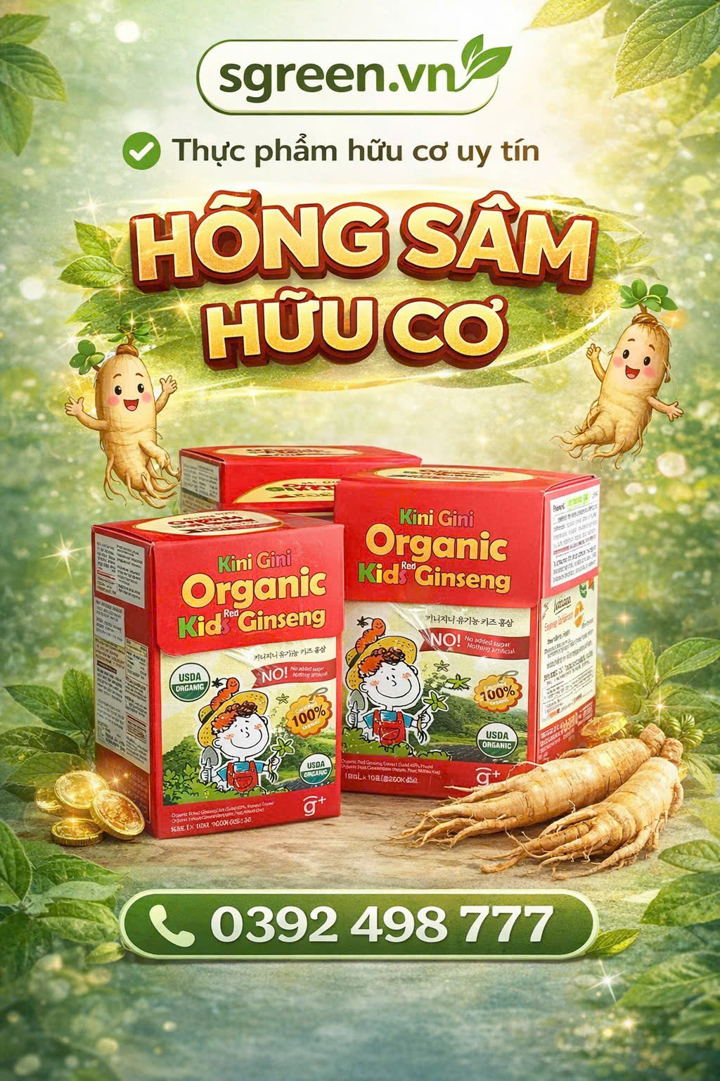 Hồng sâm hữu cơ tăng đề kháng cho bé trên 1 tuổi