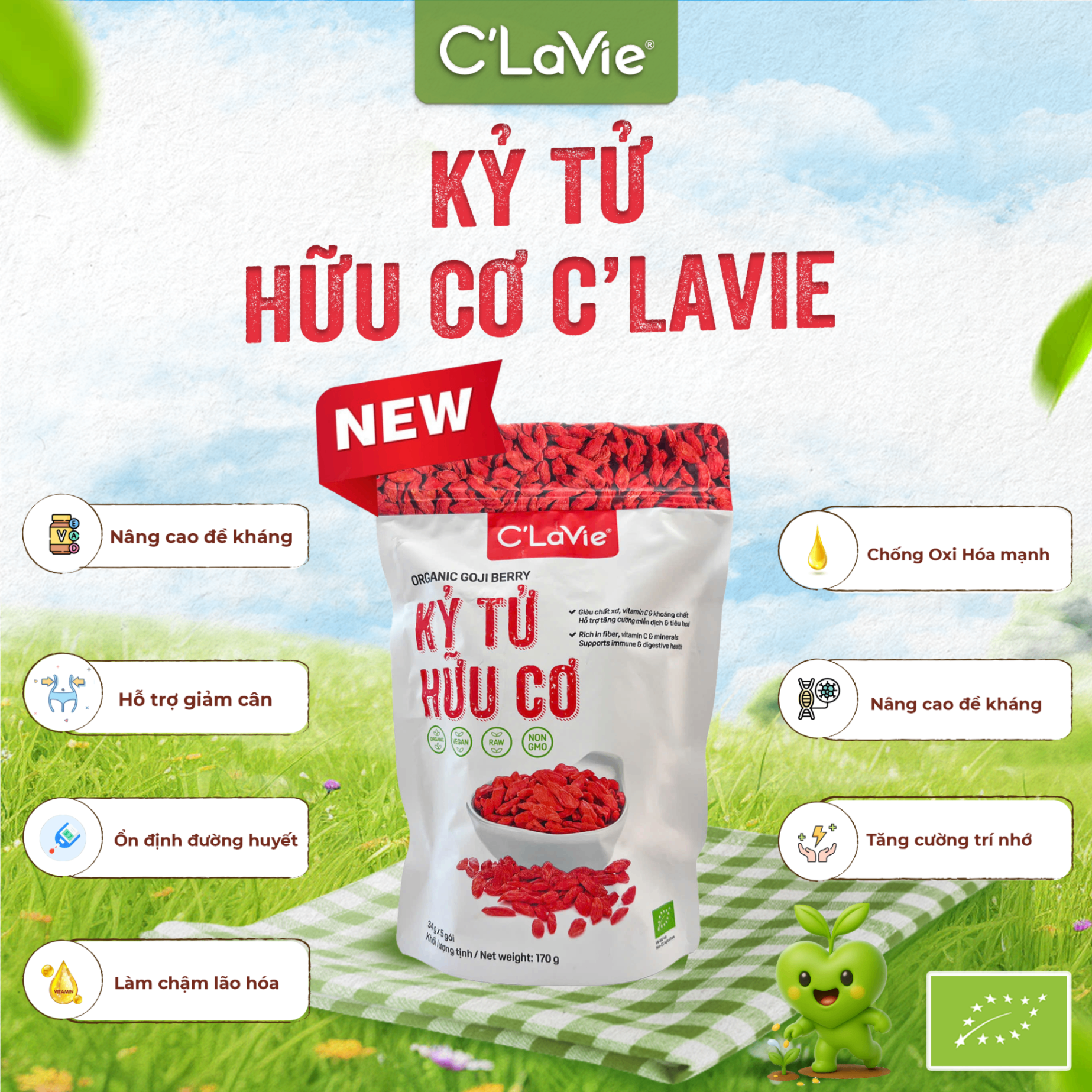 Kỷ tử hữu cơ C'LaVie 170g (34g x 5 gói)