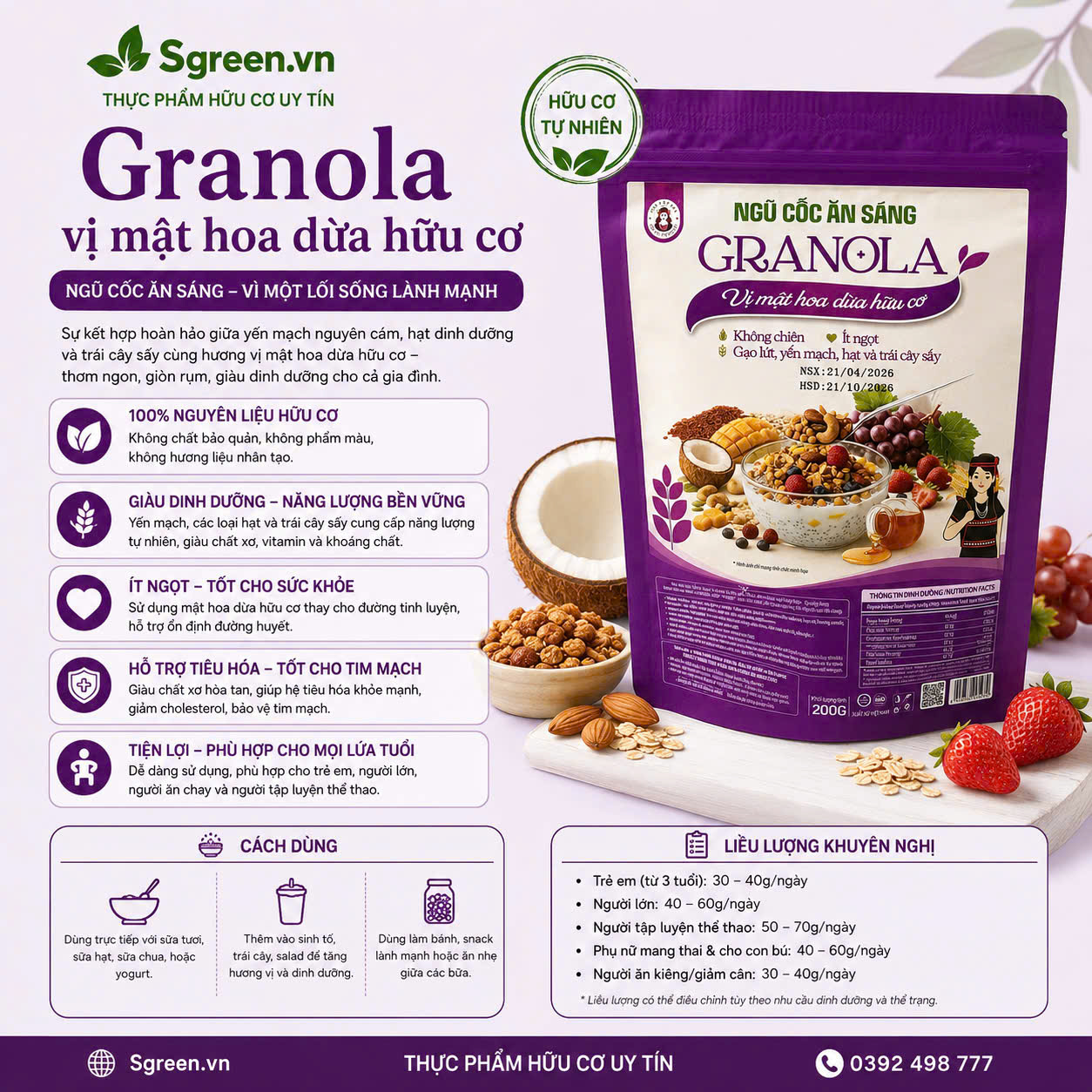 Ngũ cốc ăn sáng -Granola túi 200g