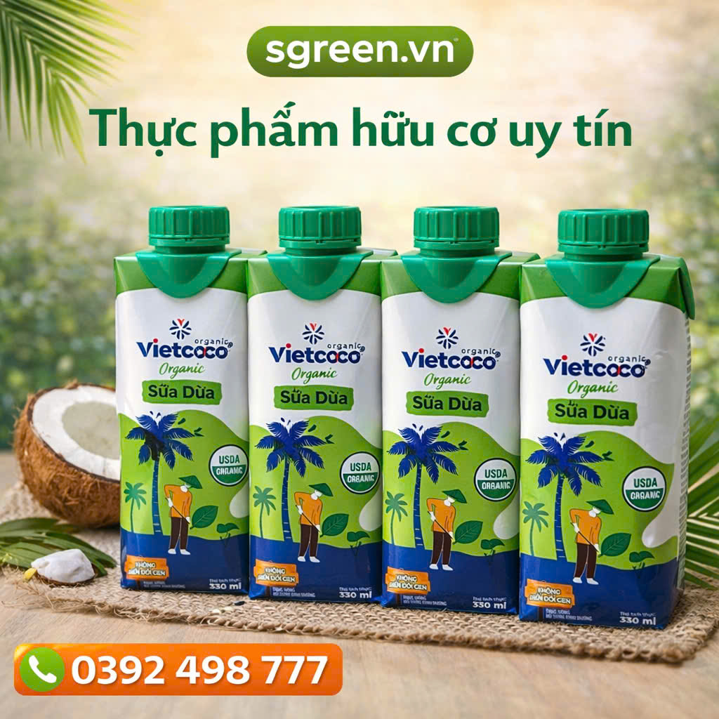 Sữa dừa hữu cơ Vietcoco hộp 330ml
