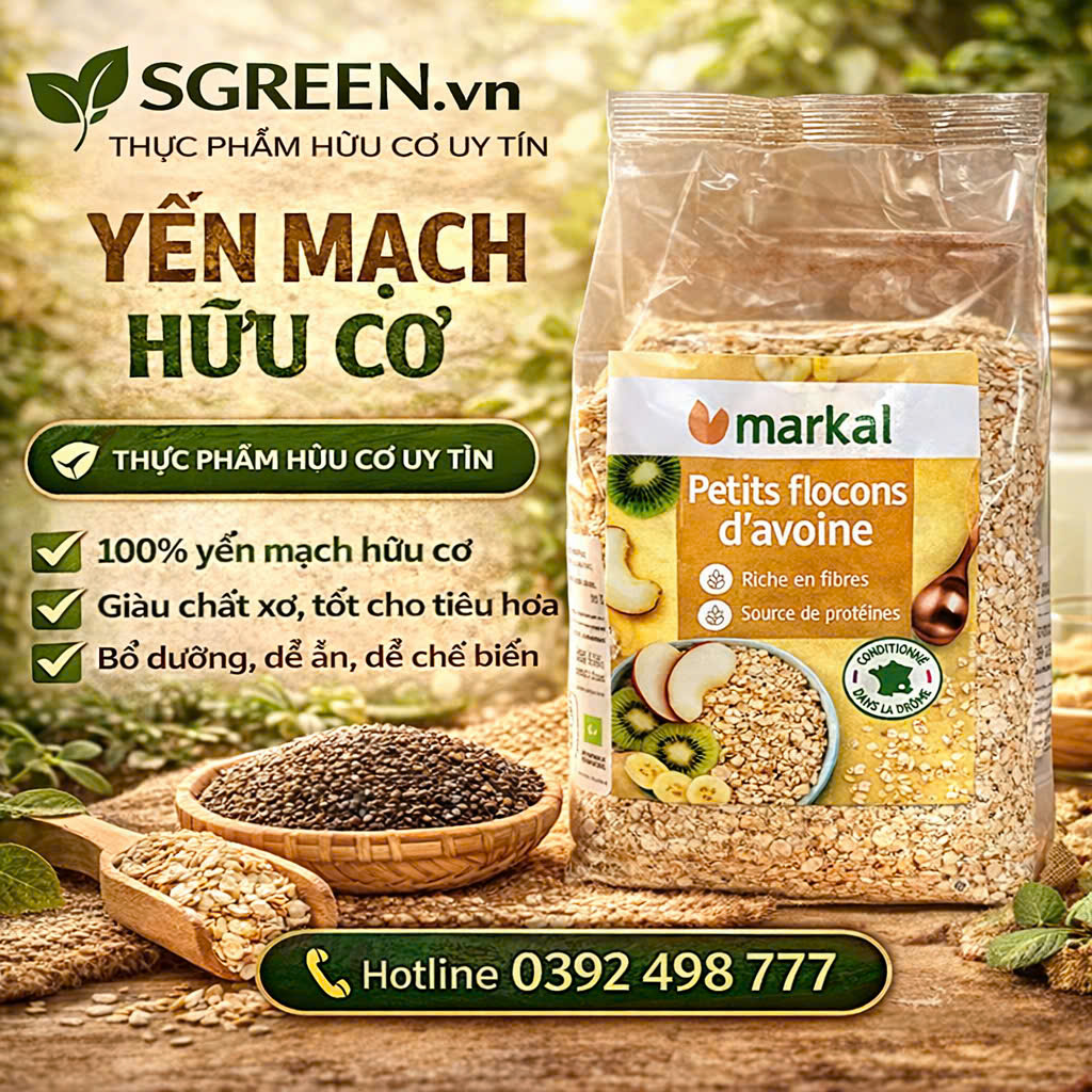 Yến mạch cán mỏng hữu cơ Markal 500g