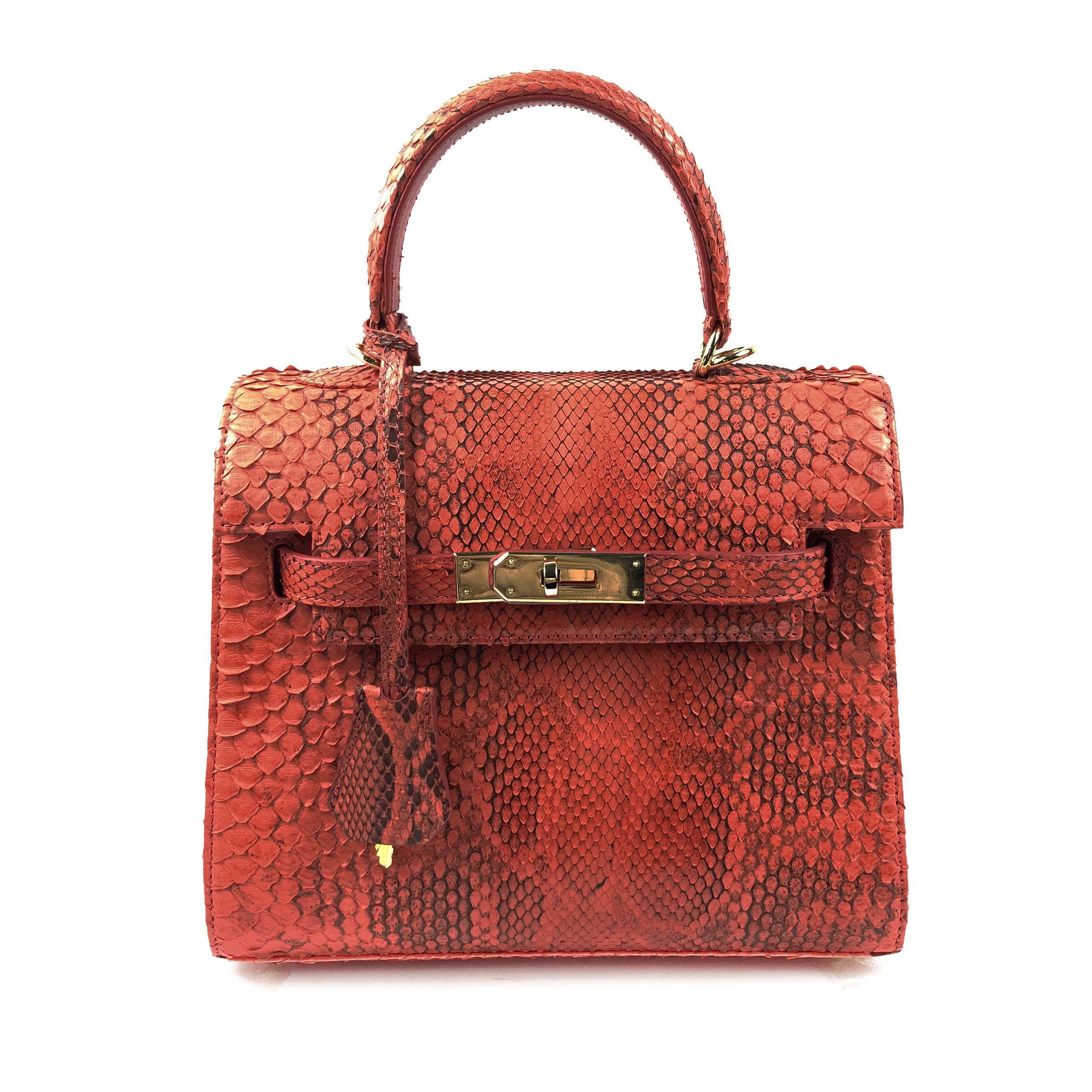 Túi xách Hermes Kelly C Da Trăn Thủ Công - 23 x 19 x 9 cm - HGB9125C