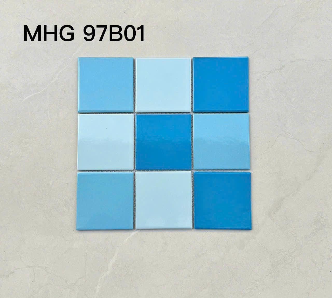 Gạch mosaic men mờ 10x10 màu xanh biển phối 97B01