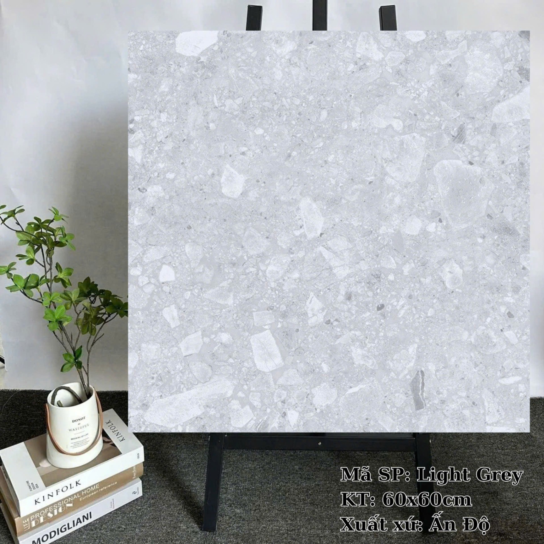 Gạch Đá Mài 600x600 mm Ấn Độ Light Grey