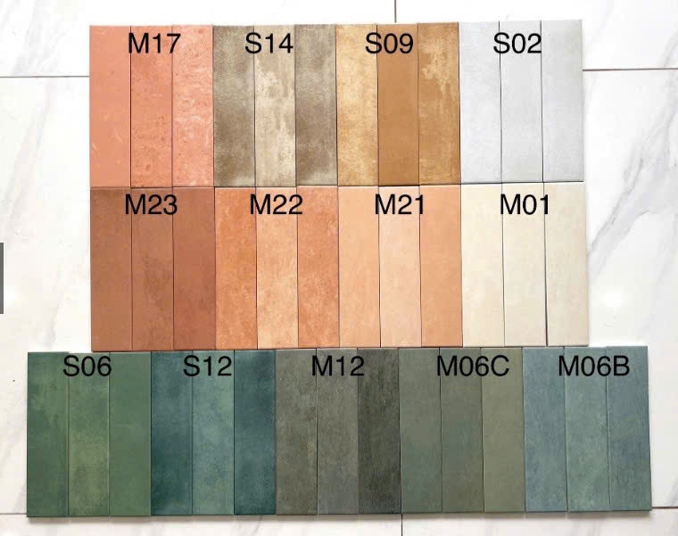 Gạch Thẻ 75x300mm Mờ Xương Đá Nhiều Màu