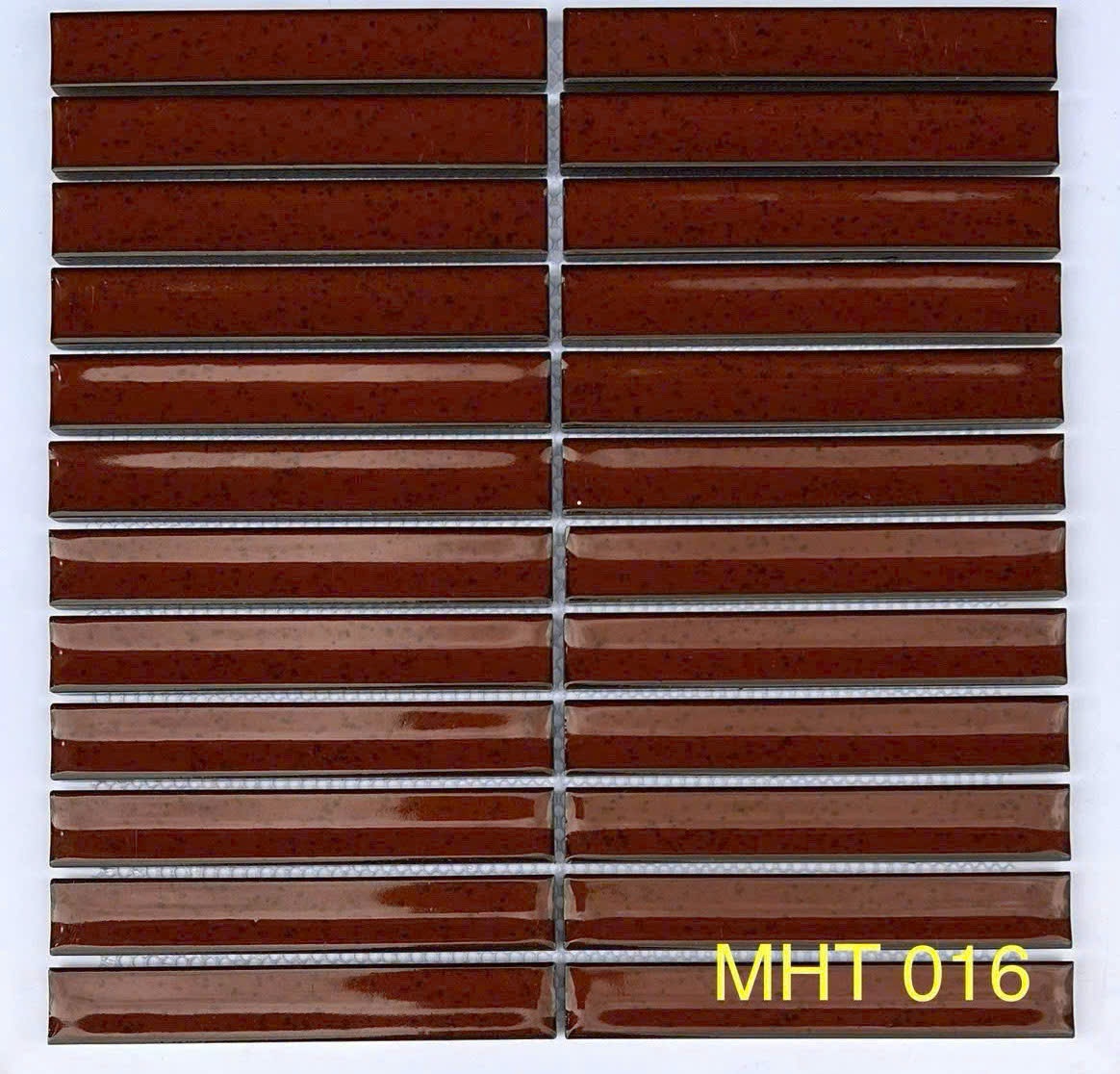 Gạch Mosaic Que, Bề Mặt Lõm Màu Đỏ Rượu Vang MHT 016