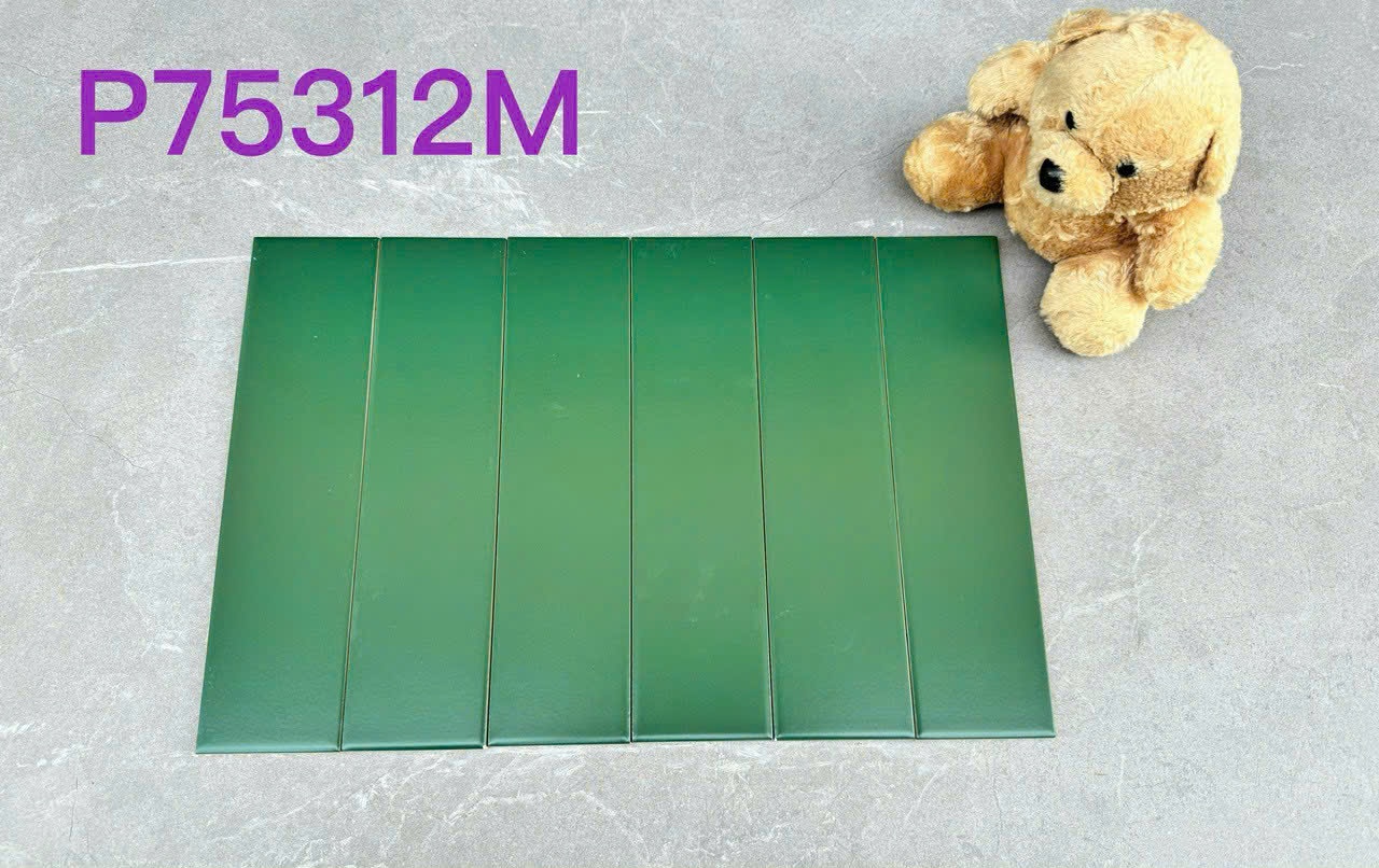 Gạch Thẻ 75x300mm Màu Xanh Lá Mờ