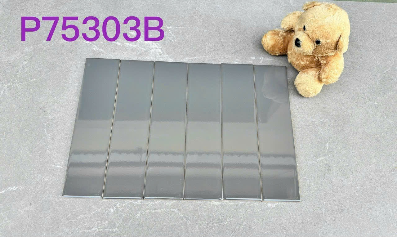 Gạch Thẻ 75x300mm Màu Xám Bóng