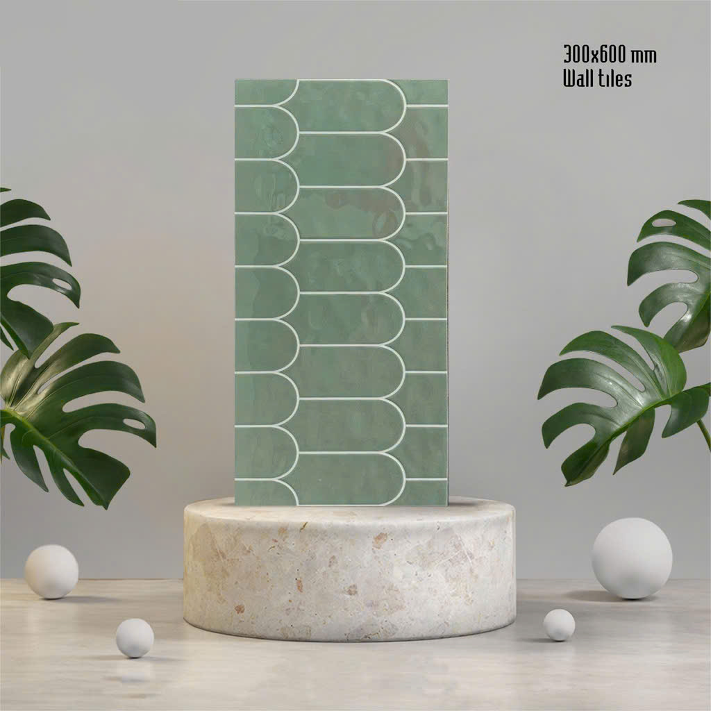 Gạch Ốp Tường Hình Lông Vũ 30x60 cm Màu Xanh Mint