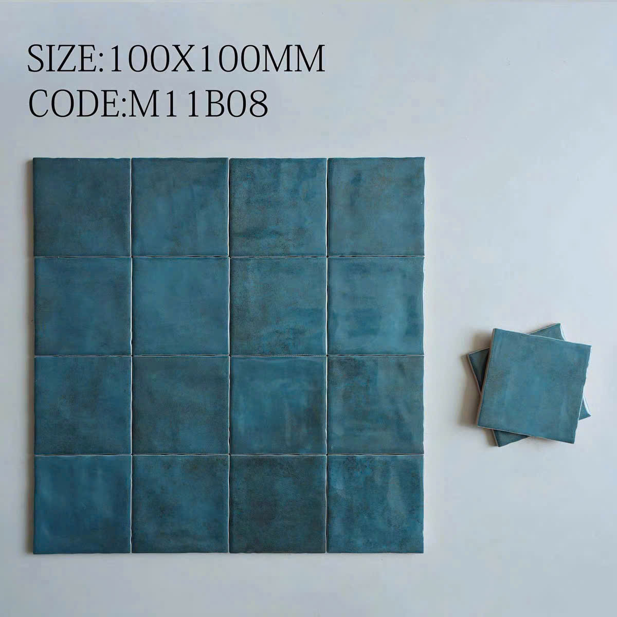 Gạch Thẻ Bóng 10x10 Màu Xanh Cổ Vịt