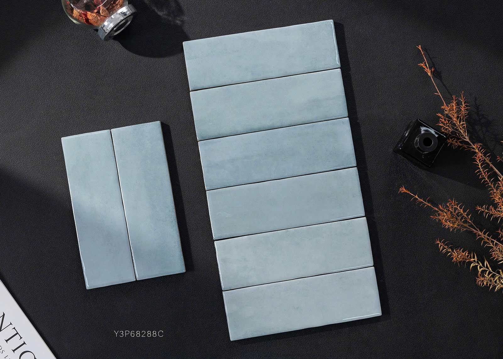 Gạch Thẻ Bóng Gợn Màu Xanh Da Trời Pastel