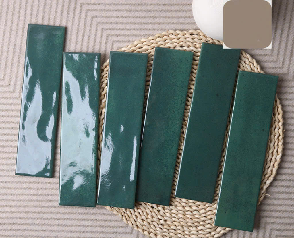Gạch Thẻ Bóng Loang Màu Xanh Rêu 7537C12