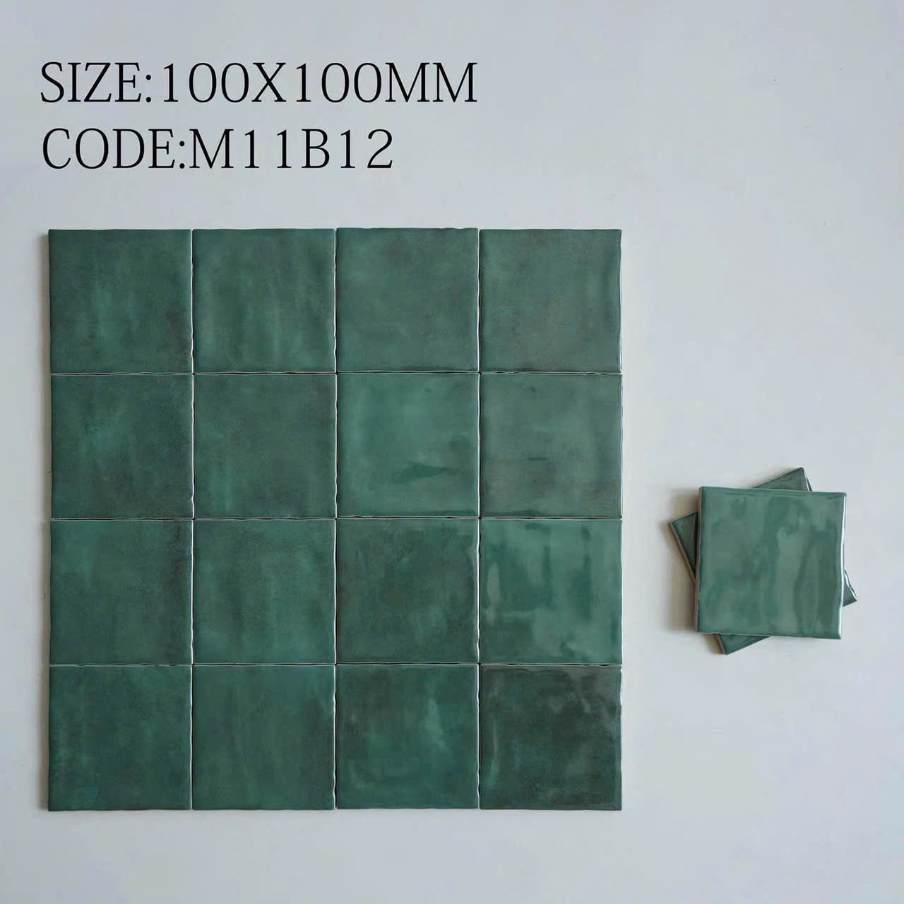 Gạch Thẻ Bóng 10x10 Màu Xanh Lá