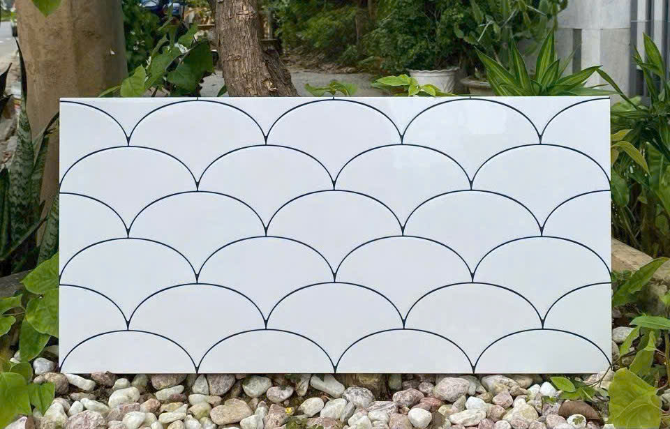 Gạch Vảy Cá Bóng Màu Trắng 30x60 cm