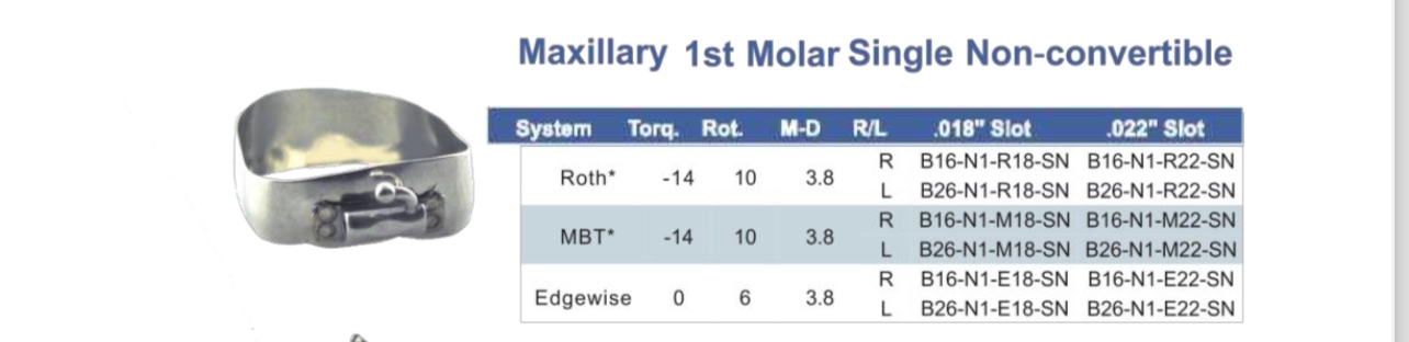 Plain bands maxillary 1st molar single non convertible dentrunhk