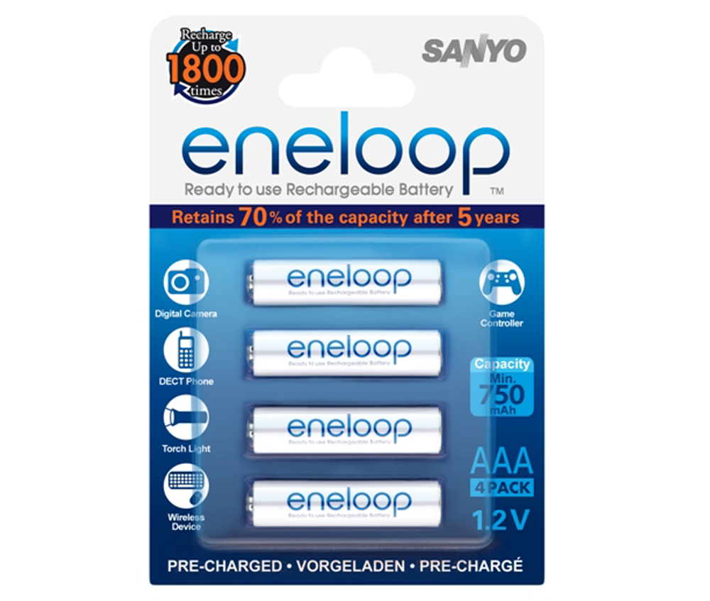 (01 viên) Pin sạc Eneloop Panasonic AAA màu trắng (Phiên bản nội địa Nhật Bản - 750 mAh - 2100 lần sạc - Điện áp 1,2v - 1,5v)