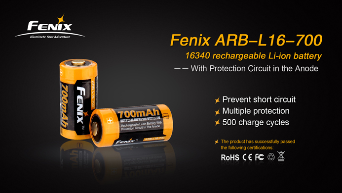 (01 viên) Pin sạc Fenix 16340 - ARB-L16-700 - 700 mAh