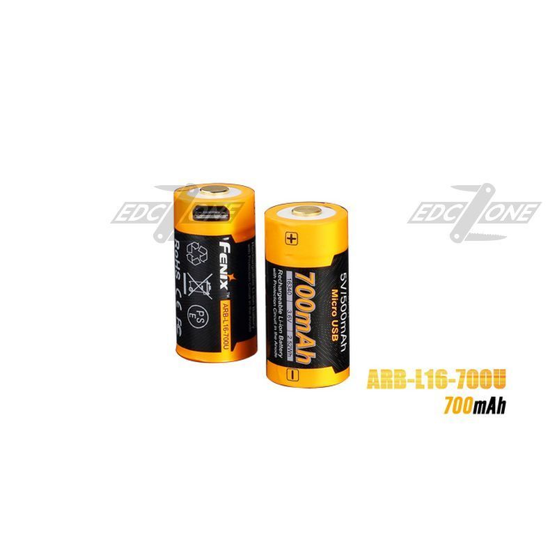 (01 viên) Pin sạc Fenix 16340 - ARB-L16-700U - 700 mAh (tích hợp sạc Micro USB trên thân pin)