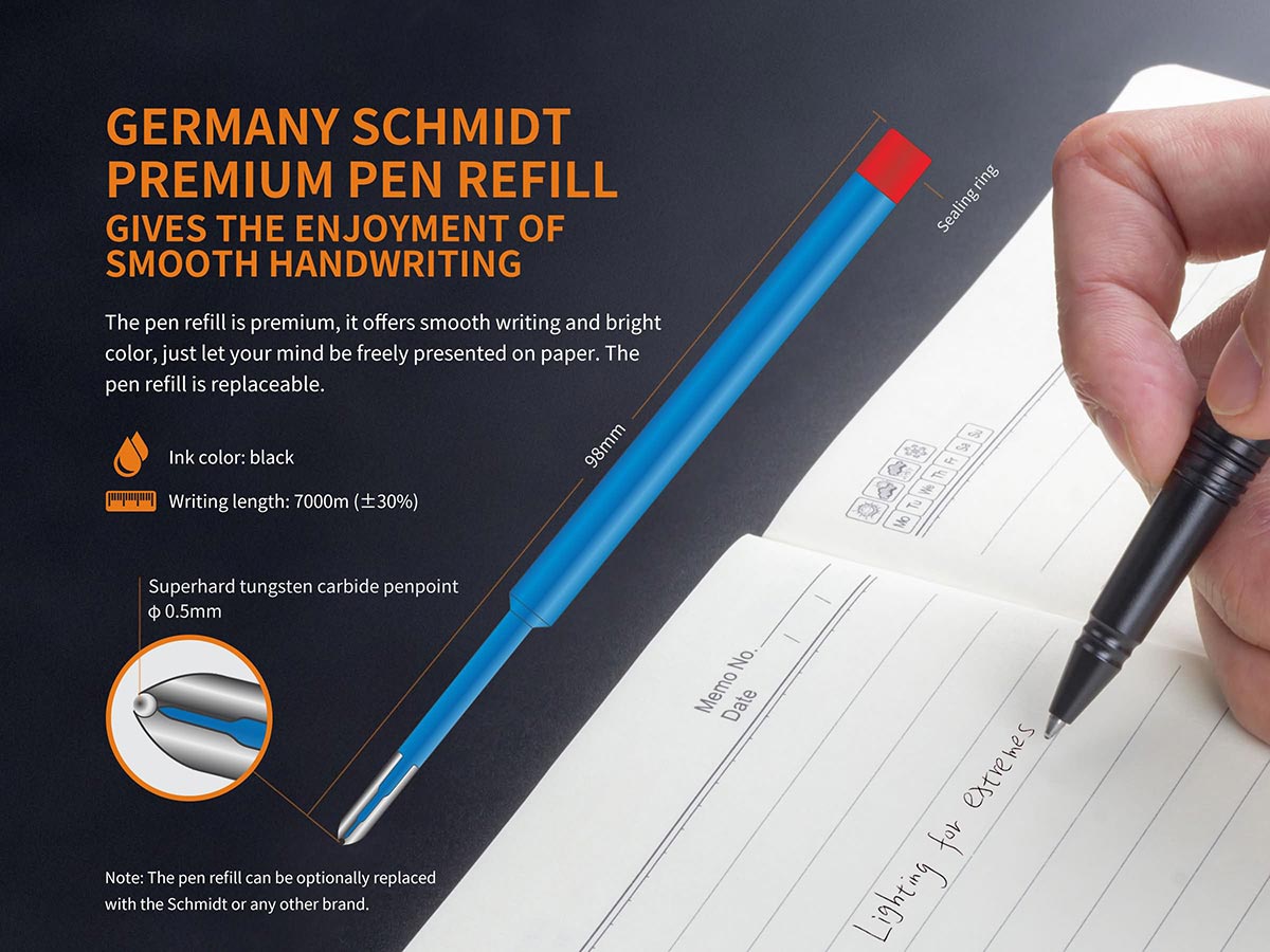 Bút bi Fenix - T5 Halberd Aluminum Alloy Tactical Pen (Thân màu đen - Có đầu phá kính)