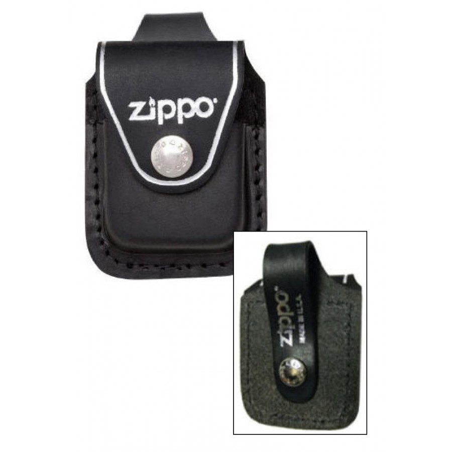 Zippo Bao Đựng - Da Đen Có Loop Treo Thắt Lưng (Black Leather Lighter Pouch Lplb - With Loop)
