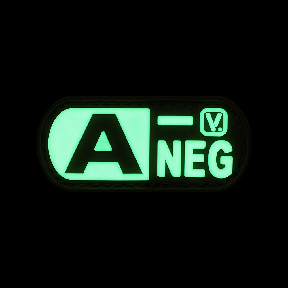 Vanquest - Phù hiệu Blood Type A- Negative - "Super-Lumen" Glow-In-The-Dark Patch
