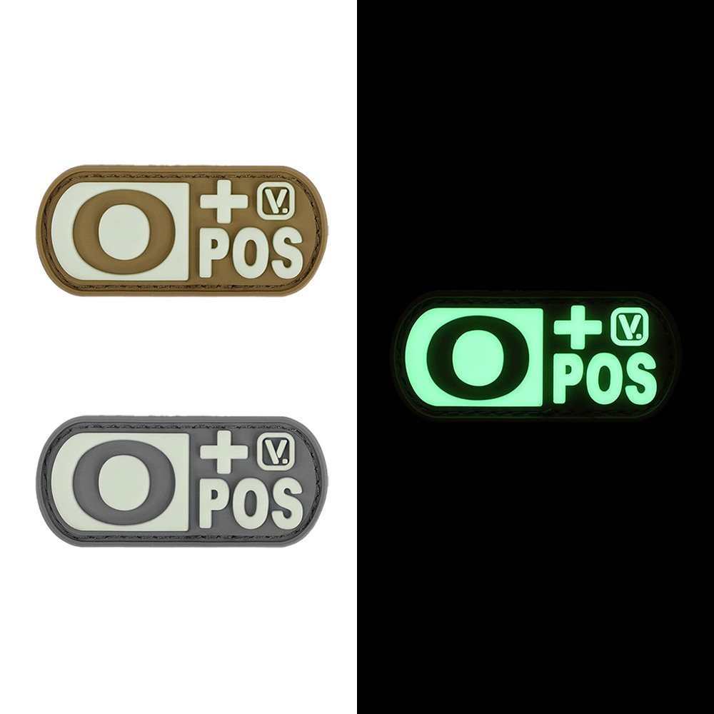 Vanquest - Phù hiệu Blood Type O+ Positive - "Super-Lumen" Glow-In-The-Dark Patch