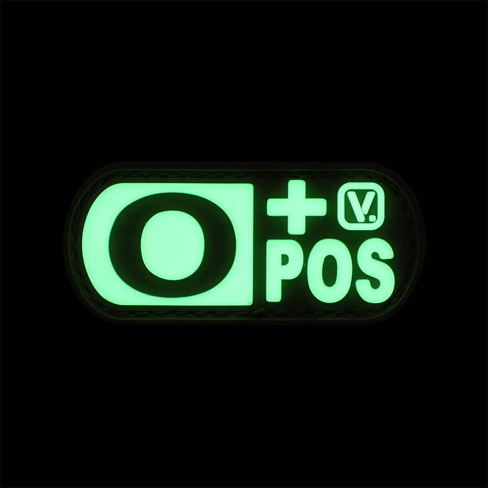 Vanquest - Phù hiệu Blood Type O+ Positive - "Super-Lumen" Glow-In-The-Dark Patch