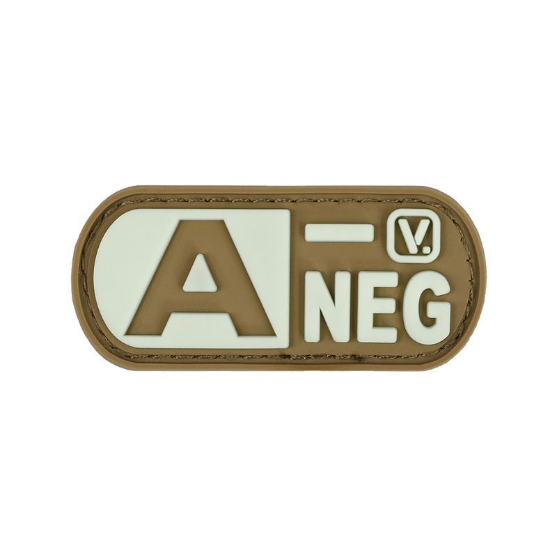 Vanquest - Phù hiệu Blood Type A- Negative - "Super-Lumen" Glow-In-The-Dark Patch