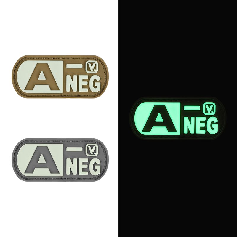 Vanquest - Phù hiệu Blood Type A- Negative - "Super-Lumen" Glow-In-The-Dark Patch