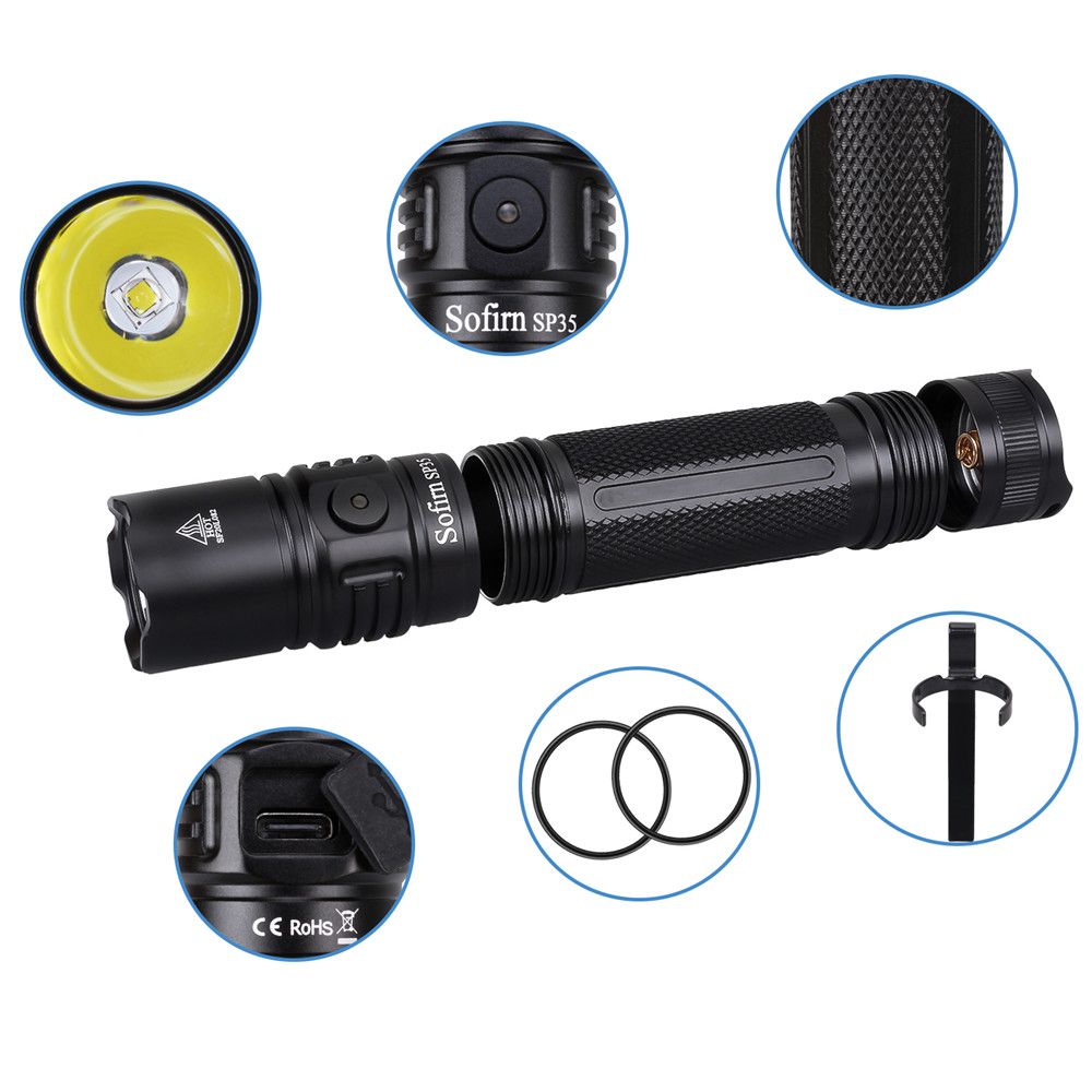 Đèn pin SOFIRN SP35 nhiệt màu 6500k (2000 Lumens)