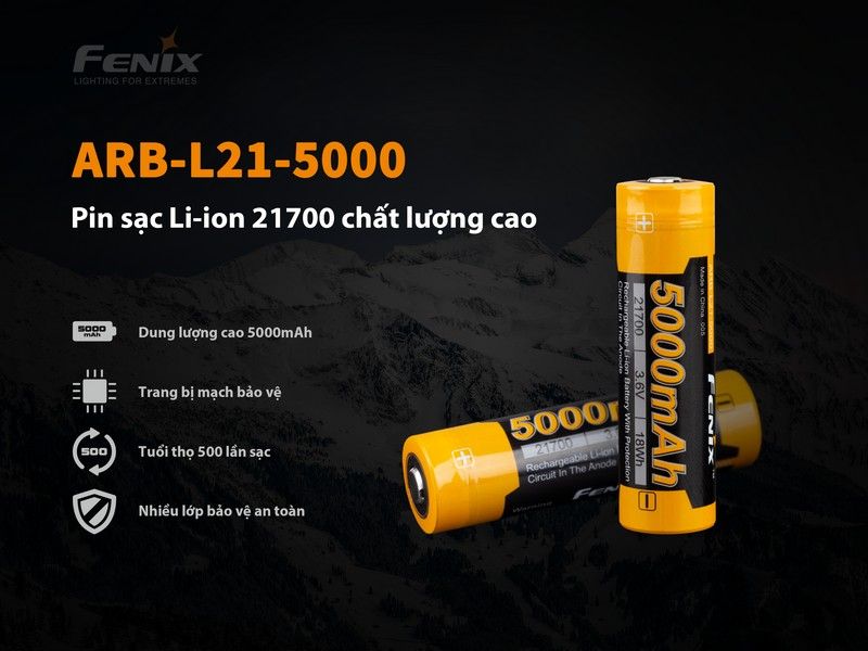 (01 viên) Pin sạc Fenix 21700 - ARB - L21-5000 - 5000 mAh