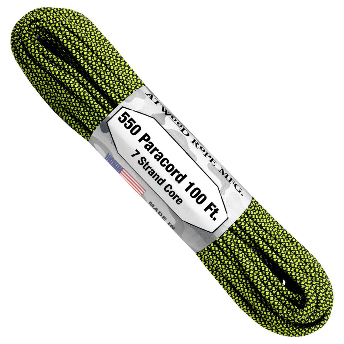 Atwood Rope - Dây Paracord 550lbs cuộn 30m màu Black and neon yellow diamond