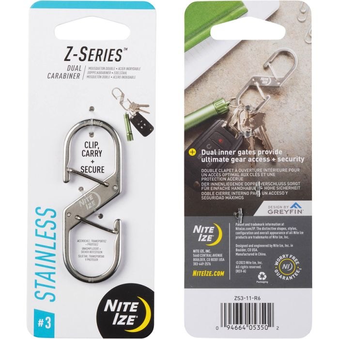 Nite Ize - Móc khóa ZS3-11-R6 - Z-Series Dual #3 Carabiner (Thép không gỉ)