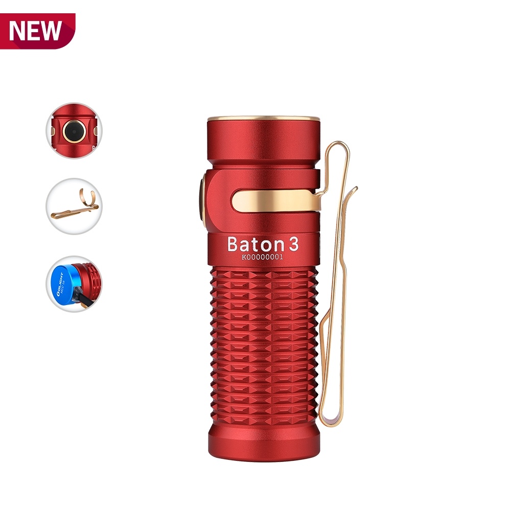 Đèn pin OLIGHT Baton 3 (1200 Lumens) - màu Đỏ